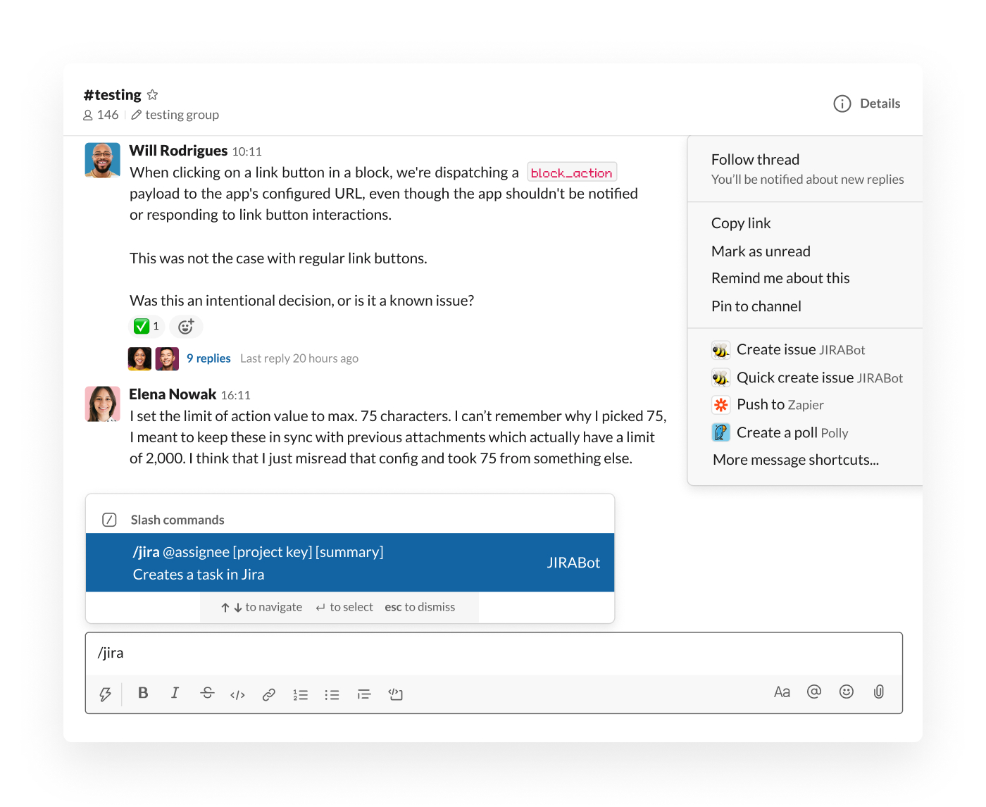 Jira slash command in Slack