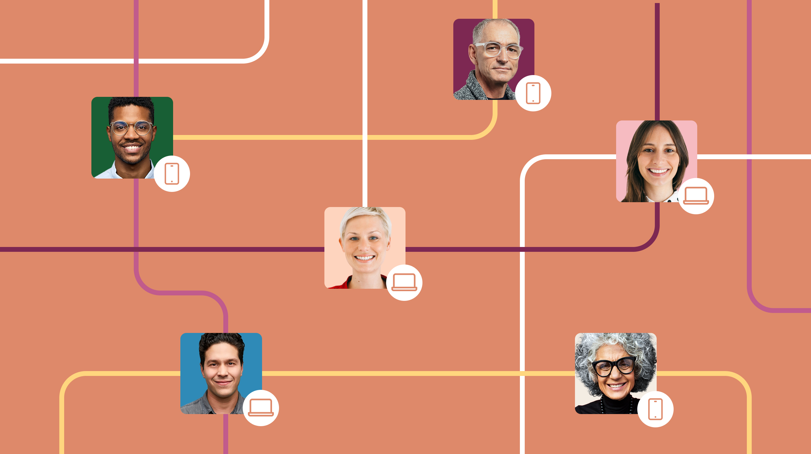 lines connecting to different people's faces