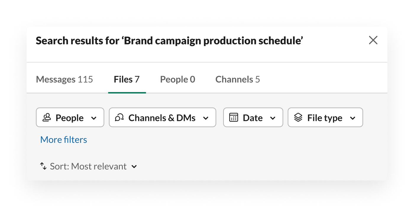 Filtered search results in Slack