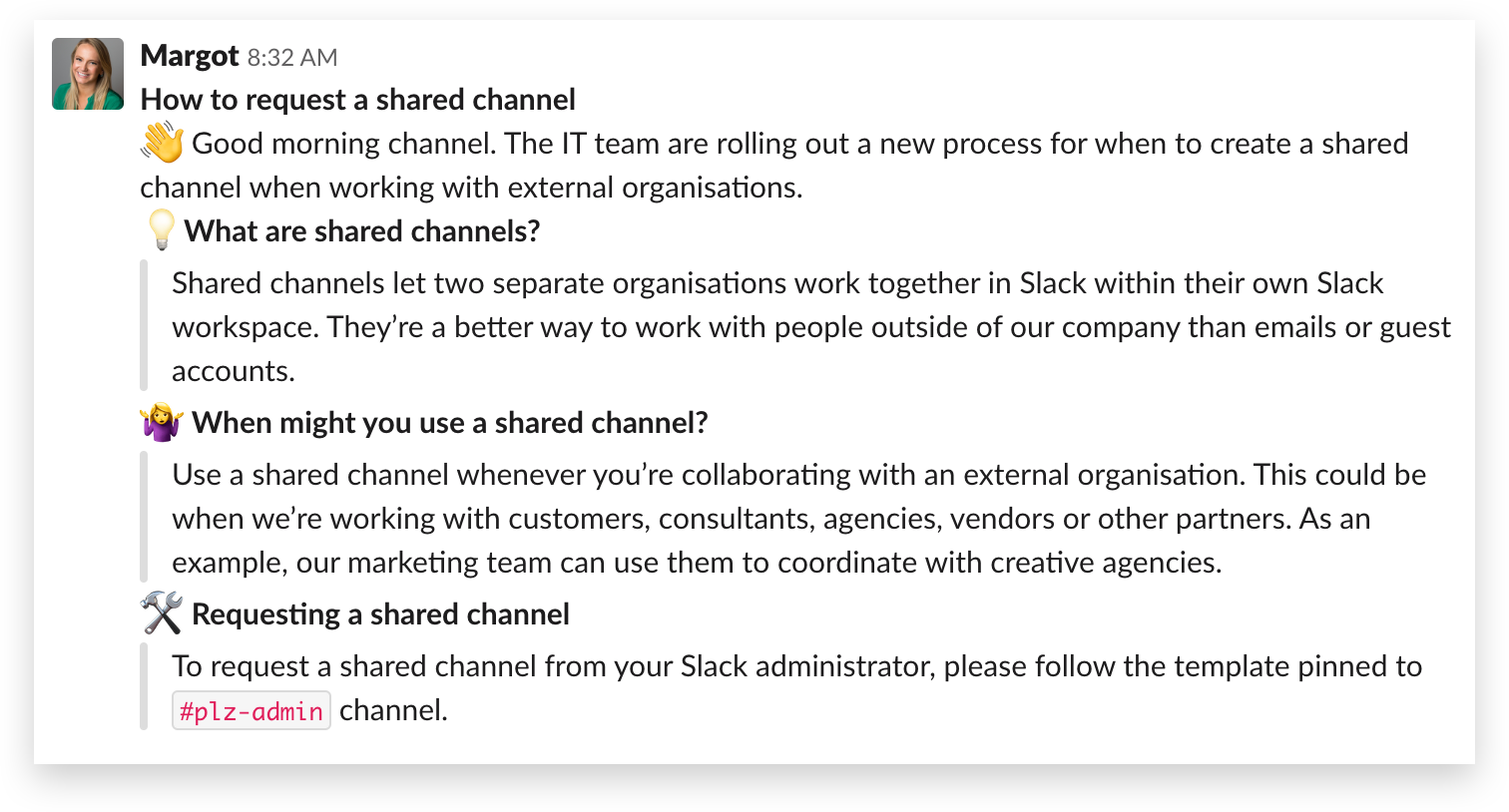 Announcing shared channels to your org