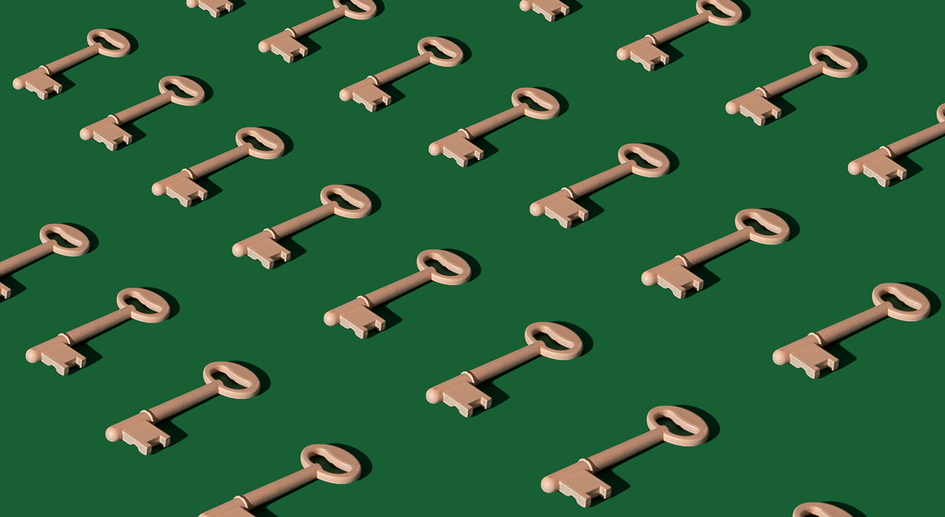 Keys on green background