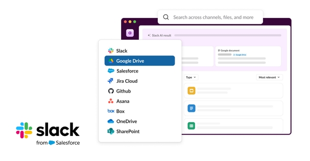 Slack with searchable hub for all your company’s knowledge and data