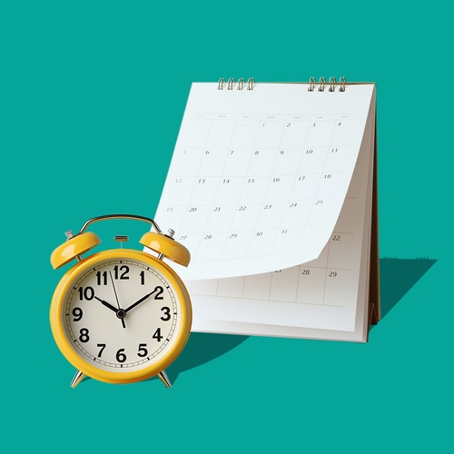 task scheduling, symbolized by a calendar and a clock