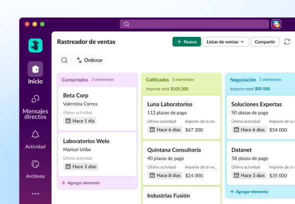 Seguimiento del proceso en Slack