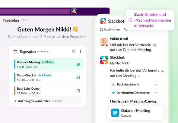 In Slack auf Meetings vorbereiten