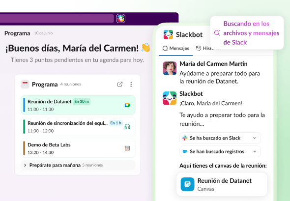 Preparación para las reuniones en Slack