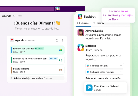 Preparación para reuniones en Slack