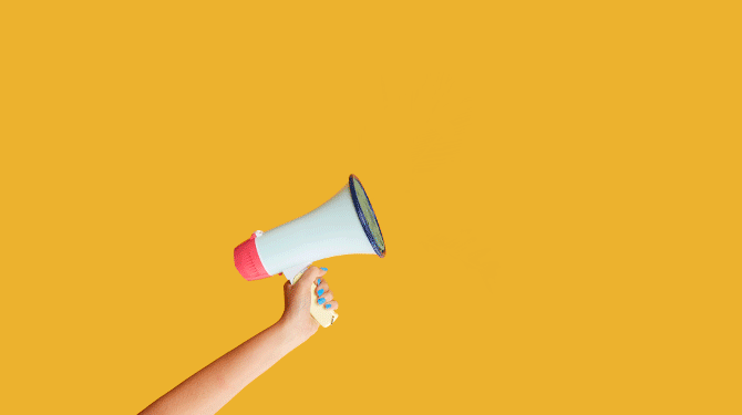 megaphone shooting out flowers