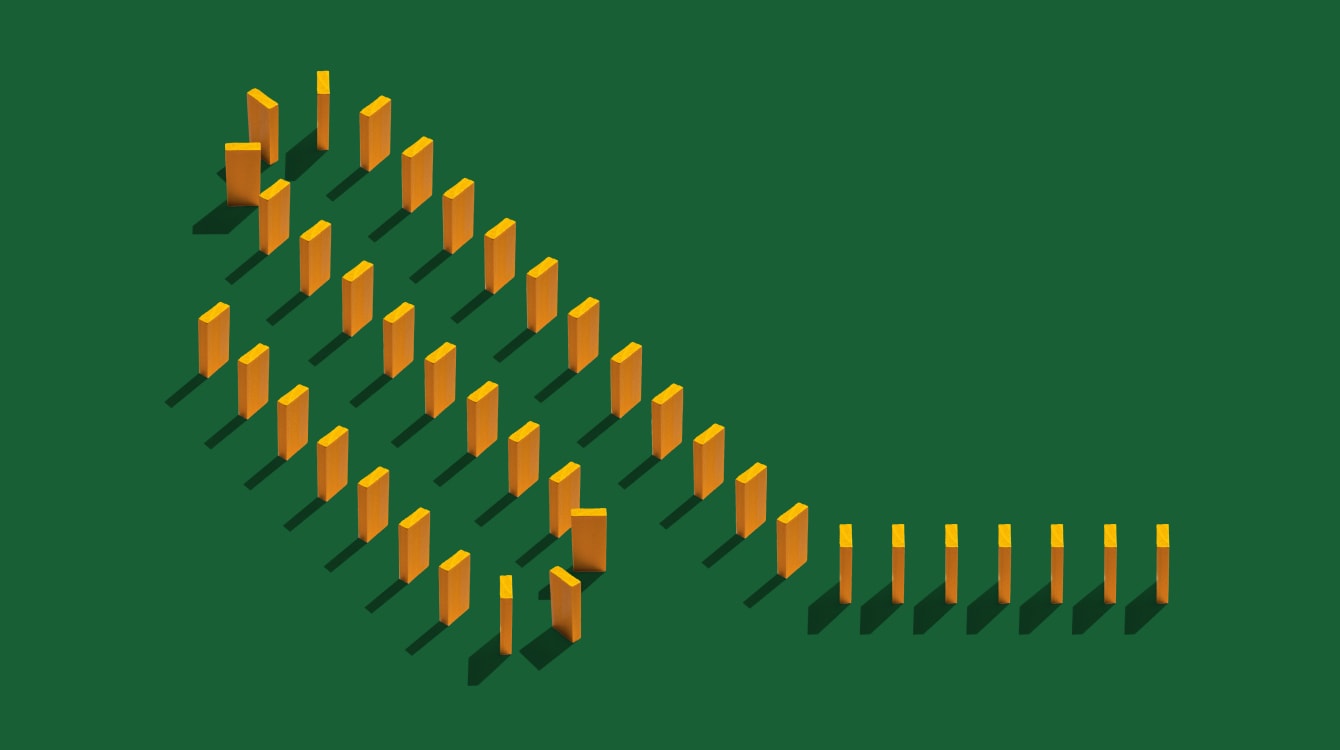 Yellow blocks lined up like dominoes representing Workflow Builder